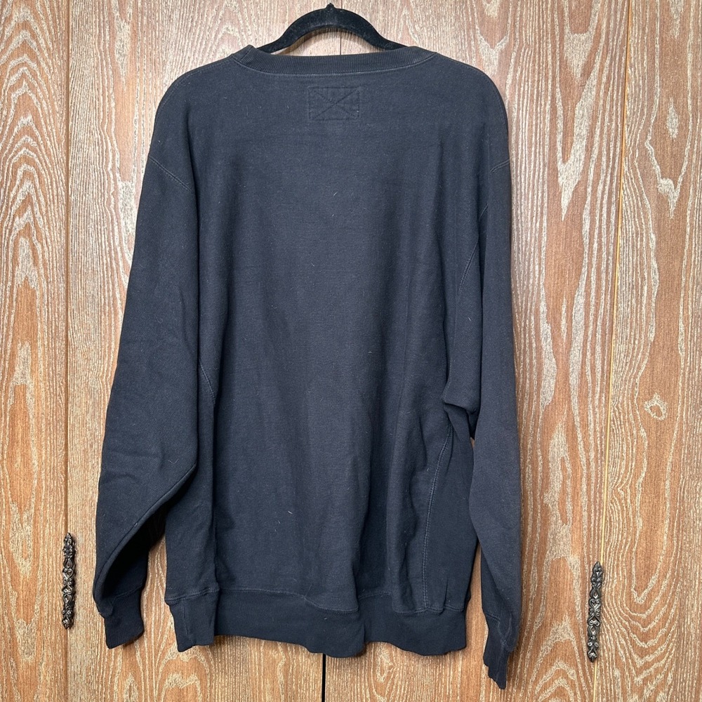 Vintage Steve and Barrys Army Crewneck Sweatshirt Black Embroidered XL Athletic - Picture 5 of 8